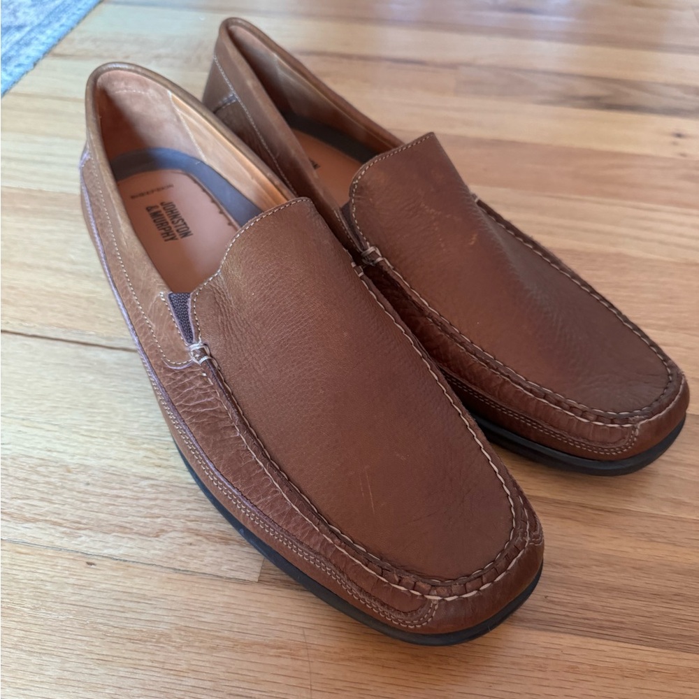 Johnston & Murphy Tan Leather Slip-On Loafers